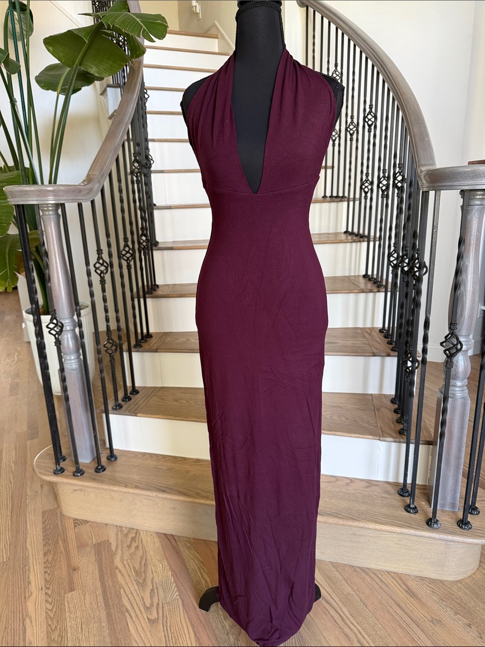 Naked Wardrobe Halter Maxi Dress in Dark Purple (Small)